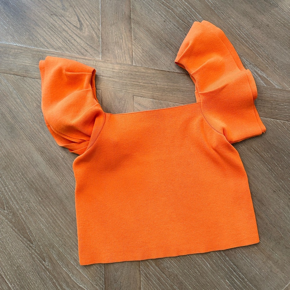 Vici Orange Ruffle Top